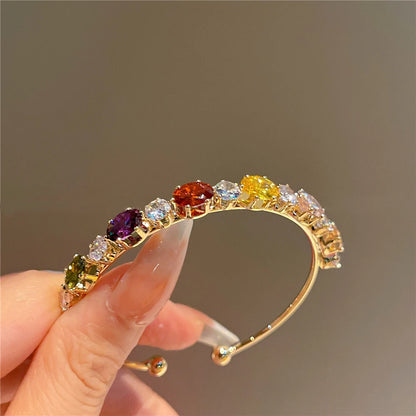 Silver Plated Micro Zircon Open Bangle For Women 2023 Korean Simple Design Hollow Versatile Bracelet Wedding Jewelry Party Gift