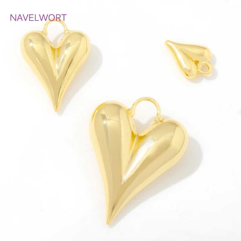 Pendants For Jewelry 18K Gold Plated Brass Heart Charms Pendants For Fashion Necklace Making Supplies DIY Jewelry Accessories
