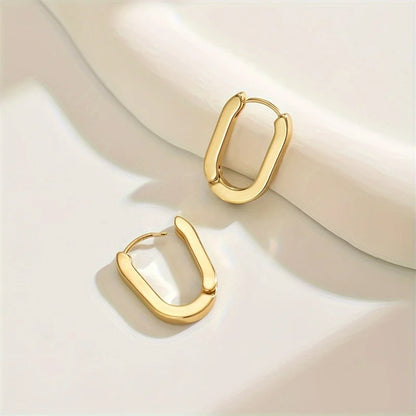 New Gold Color Square Hoop Earrings for Women Men Stainless Steel Minimalist Punk Unisex Rock Earring Piercing Jewelry Gifts