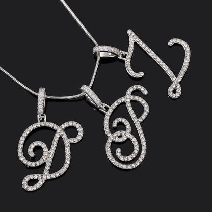 Flatfoosie New A-Z Cursive Initial Letter Name Pendant Necklace For Women Simple Rope Chain Letter Necklace Fashion Jewelry Gift