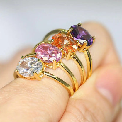 Wedding Engagement Rings For Women Jewellry For Female Gold Color Ring With Stone Women' Ring Dating Jewelry Wholesale R865