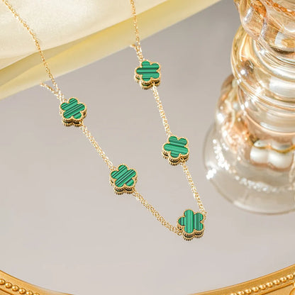Five-Leaf Plum Blossom Necklace Woman 316L Stainless Steel Clover Elegant Pendant Charm Collarbone Chain Party Jewelry Gifts