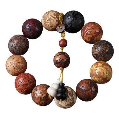 Classic 20mm Handmade Wood Carved Beaded Bracelet With Pendant For Men And Women Jewelry Gift