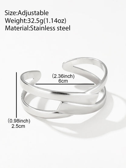 Stainless Steel Bracelet Light Luxury Simple Fashion Geometric Weave Metallic Adjustable Bracelet For Women Jewelry Party Wear