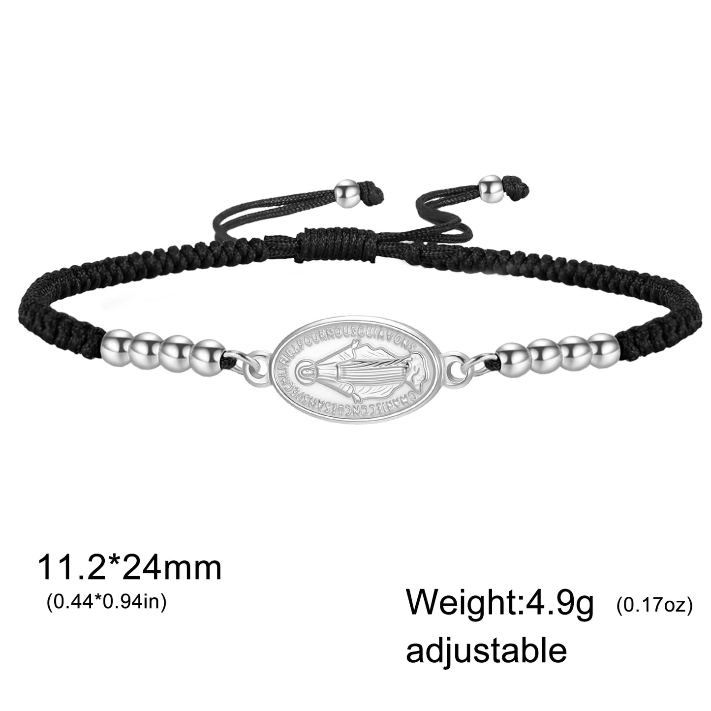 Stainless Steel Beaded Cross Virgin Mary Pendant Bracelet Fashion Jewelry Bracelet Gift for Woman