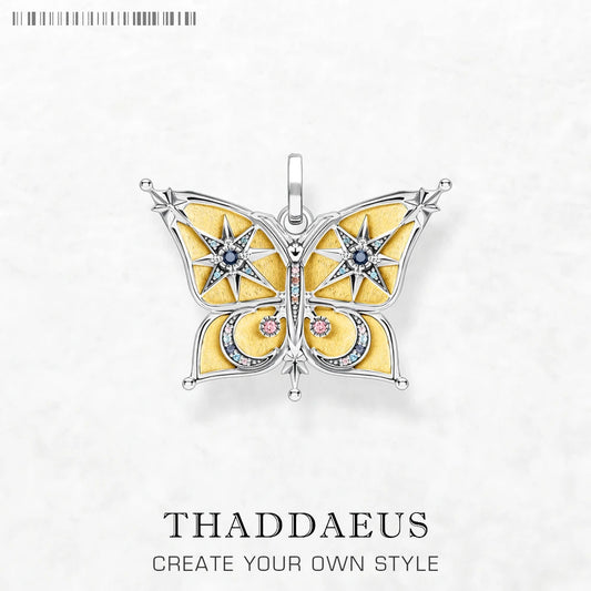Pendants Bicolour Butterfly Summer New Jewelry 925 Sterling Silver Accessorie Bohemia Gift For Women