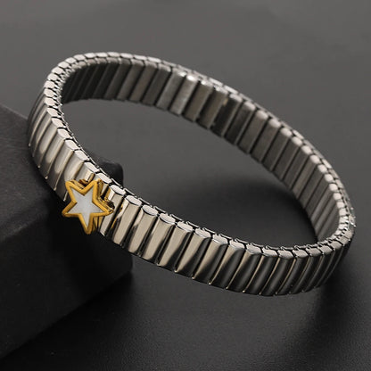 Greatera Elastic Love Ring Bangle For Women Men Fashion Multiple Stainless Steel Star Pattern Charm Watch Strap Bracelet Jewelry