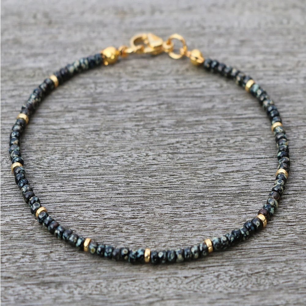 Natural Stone Beaded Anklets for Women Handmade Beach Boho Turquoise Beads Ankle Bracelet Jewelry Gift for Her