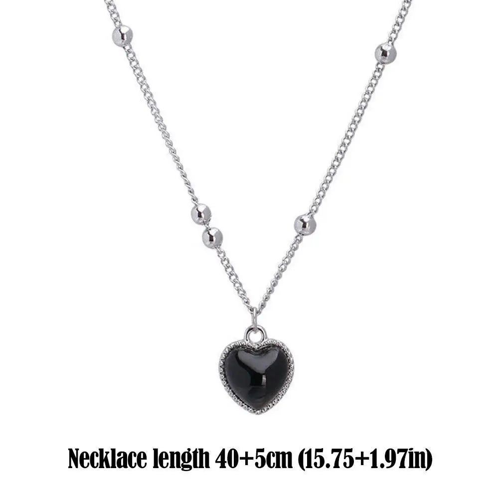 Thermochromic Mood Heart Pendant Necklace Korean Temperature Color Change Necklace Sensitive Stone Clavicle Chain Lover Jewelry