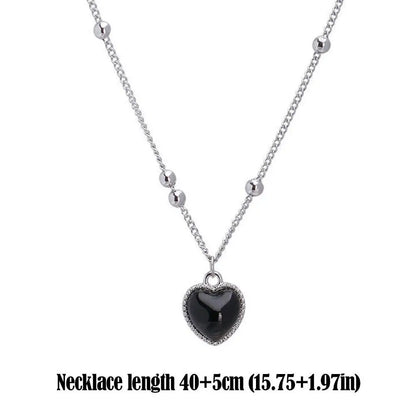 Thermochromic Mood Heart Pendant Necklace Korean Temperature Color Change Necklace Sensitive Stone Clavicle Chain Lover Jewelry