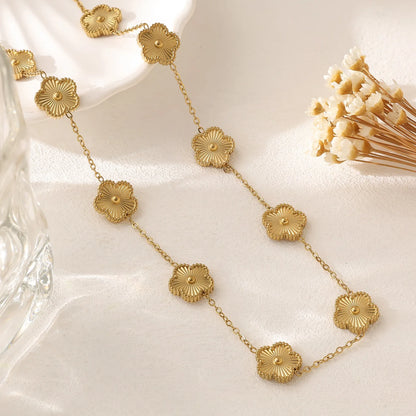 Botanical 10 Flowers Stainless Steel Five Leaf Flower Necklace MiBonimalist for Woman Girl Casual Vacation Luxury Jewelry Clover