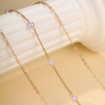 LATS Multilayer Pearl Cross Love Heart Pendant Necklaces for Women Gold Color Fashion Collarbone Neck Chain 2024 Trend Jewelry