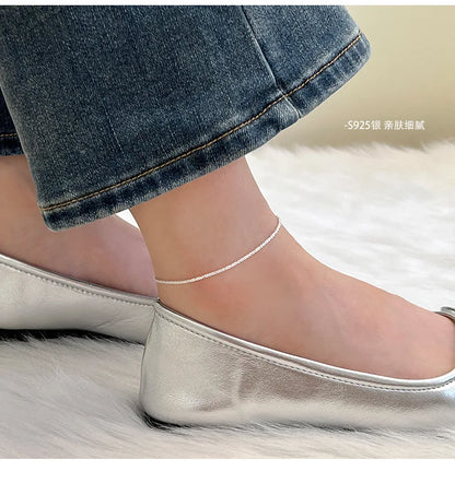 925 Sterling Silver Light Luxury High Quality Anklet for Women Korean Exquisite Elegant Summer Foot Accessories