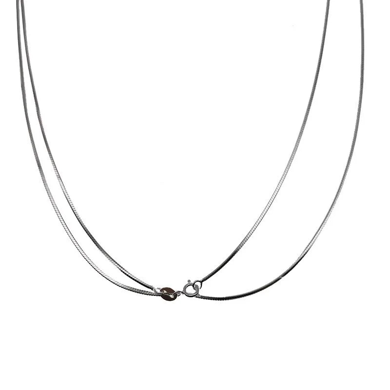 New 925 Sterling Silver Simple Style Long Necklace Personalized Charm Woman Simple Style Choker Birthday Gift Exquisite Jewelry