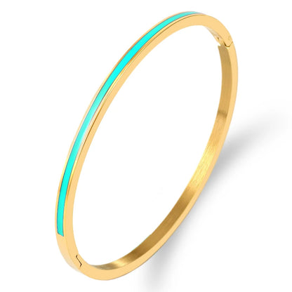Zalman Colorful Enamel Bangles Women Gold Color Stainless Steel Simple Romantic Bracelet Never Fade Wholesale 2023