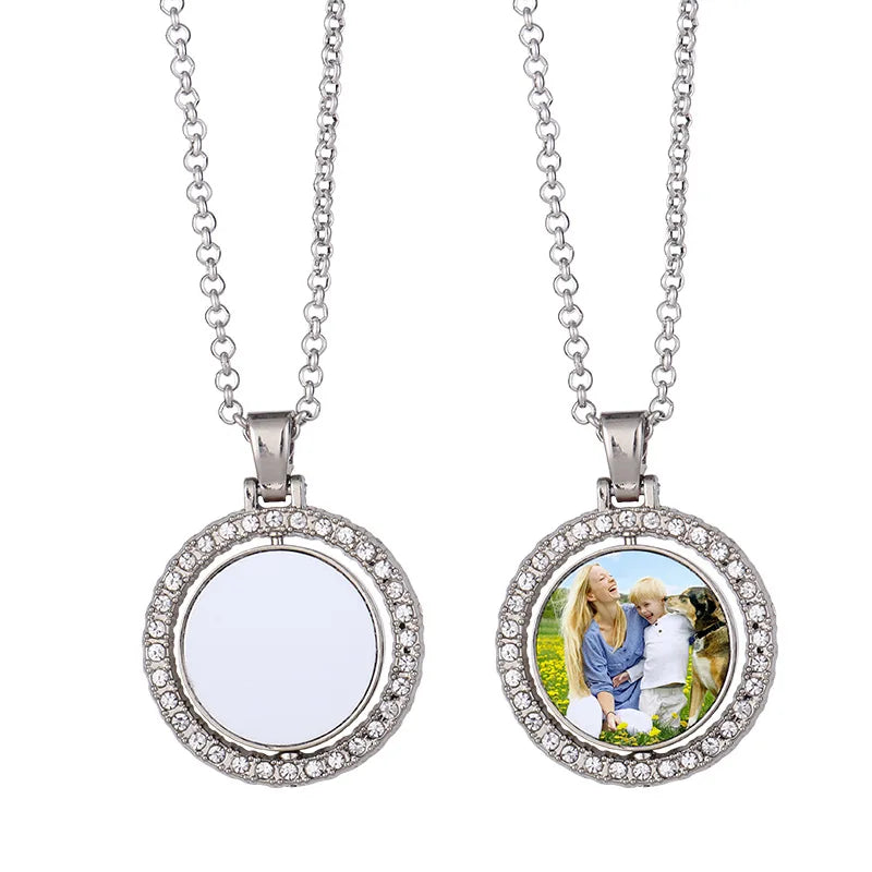 Custom Round Pendants Necklace Fashion Jewelry DIY Print Your Design Customize Birthday Anniversary Valentine's Day Gift