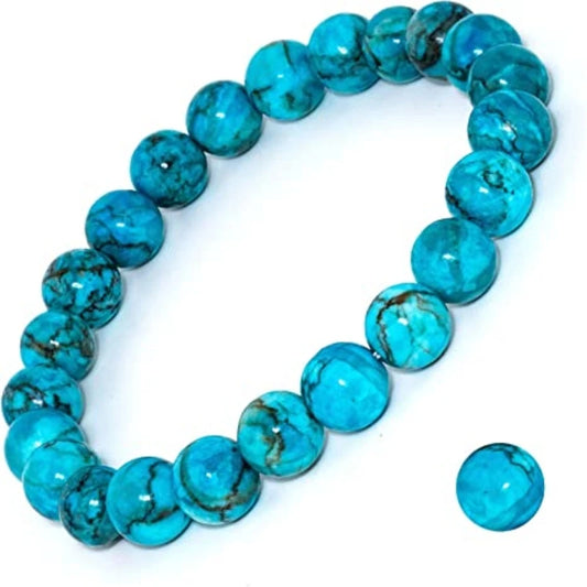 Natural Gemstone Bracelet 8mm Round Beads Healing Blue Magnesite Turquoise For Women Men Party Fashion Jewelry Christmas Gifts