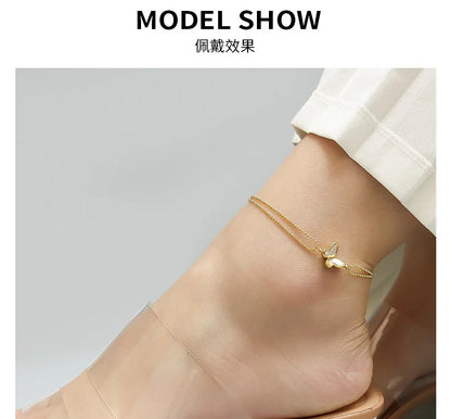 Anklets For Women Stainless Steel 18K Gold Plated High Quality No Tarnish Women's Ankle Bracelets Foot Chains Luxury Ankle Strap