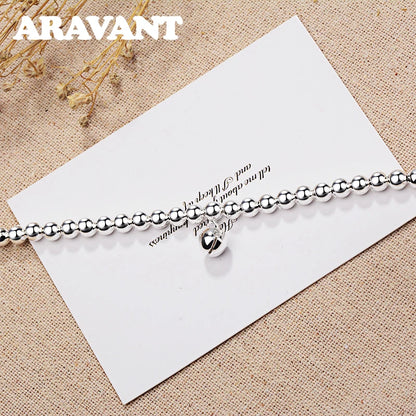 Aravant 925 Silver Bell Bead Bracelets Chains For Women Girls Fashion Jewelry Gifts