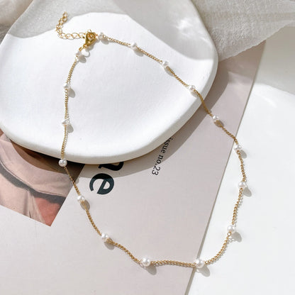 LATS 2022 New Beads Neck Chain Kpop Pearl Choker Necklace Gold Color Goth Chocker Jewelry on The Neck Pendant Collar for Women