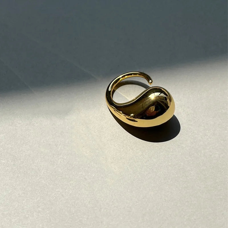 LATS New Fashion Designer Gold Silver Colour Water Drop Ring Woman Europe America Luxury Jewelry 2024 Trendy Accessories Gift