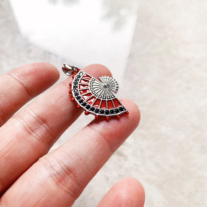 Pendant Red Fan Spring Brand New Fashion Jewelry Europe Style Trendy 925 Sterling Silver Gift For Women