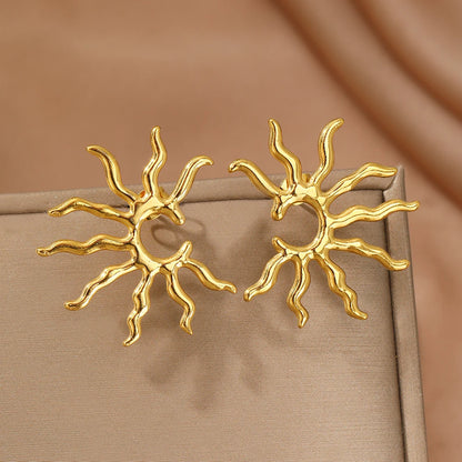 Stainless Steel Earrings Beautifully Unique and Individual Designs Blazing Sun Sculpted Earrings For Women Jewelry Daily Wear
