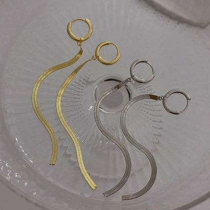 New Fashion Trend Unique Design Elegant Delicate Long Snake Bone Chain Tassel Earrings Women Jewelry Wedding Party Premium Gifts