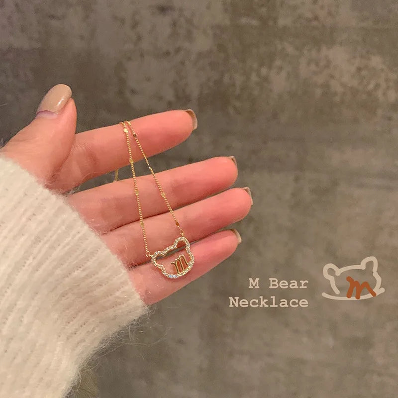 Necklace For Women Cute Simple Girls Animal Cat Sweet Heart Butterfly Pearl Embroidery Flowers Fashion
