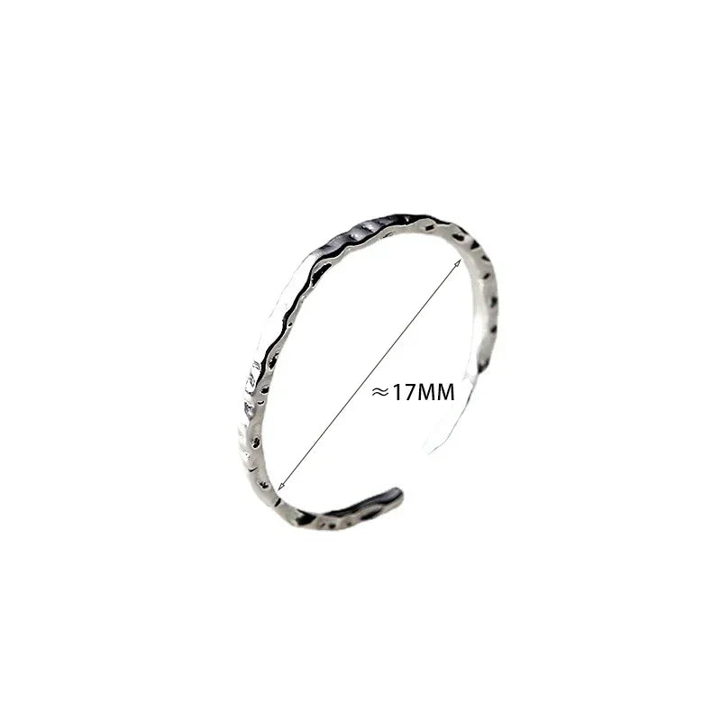 Real 925 Sterling Silver Minimalist Geometric Round Adjustable Rings for Women Trendy Fine Jewelry Irregular Accessories