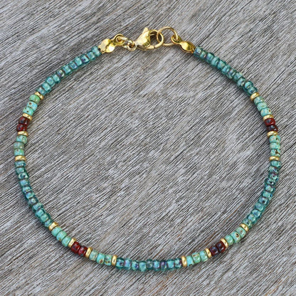 Natural Stone Beaded Anklets for Women Handmade Beach Boho Turquoise Beads Ankle Bracelet Jewelry Gift for Her