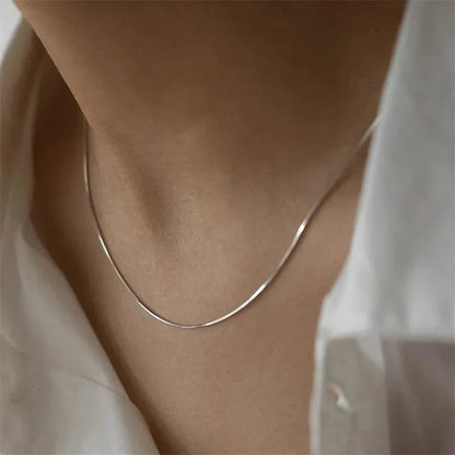 LATS New Stainless Steel Shiny Polish Snake Chain Choker Necklace for Women Men Fashion Jewelry