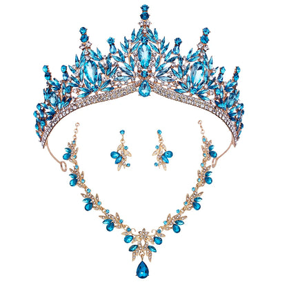 Bridal Jewelry Sets for Women Wedding Crown Birthday Tiaras and Choker Necklace Earrings Bride Party Costume Jewelry Accessories