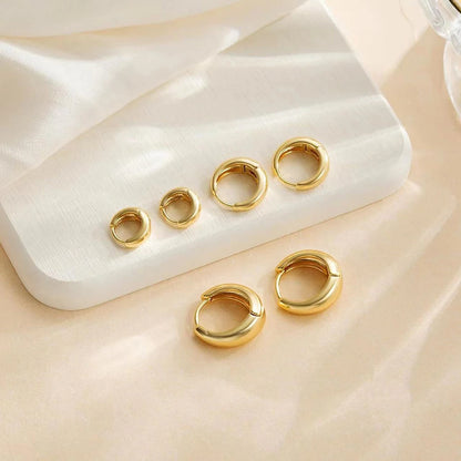 2pcs Stainless Steel Minimalist Huggie Hoop Earrings For Women Gold Color Tiny Round Circle 6/10/12mm Punk Unisex Rock Jewelry