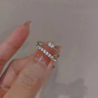 LATS 2PCS Crystal Crown Adjustable Ring Irregular Geometry Vintage Rings Set for Women Girls New Fashion Jewelry