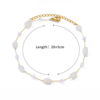Anklets for Women Stainless Steel Stone Beaded Chain Anklet Summer Beach Accessories Boho Leg Bracelets Jewelry Tobilleras Mujer