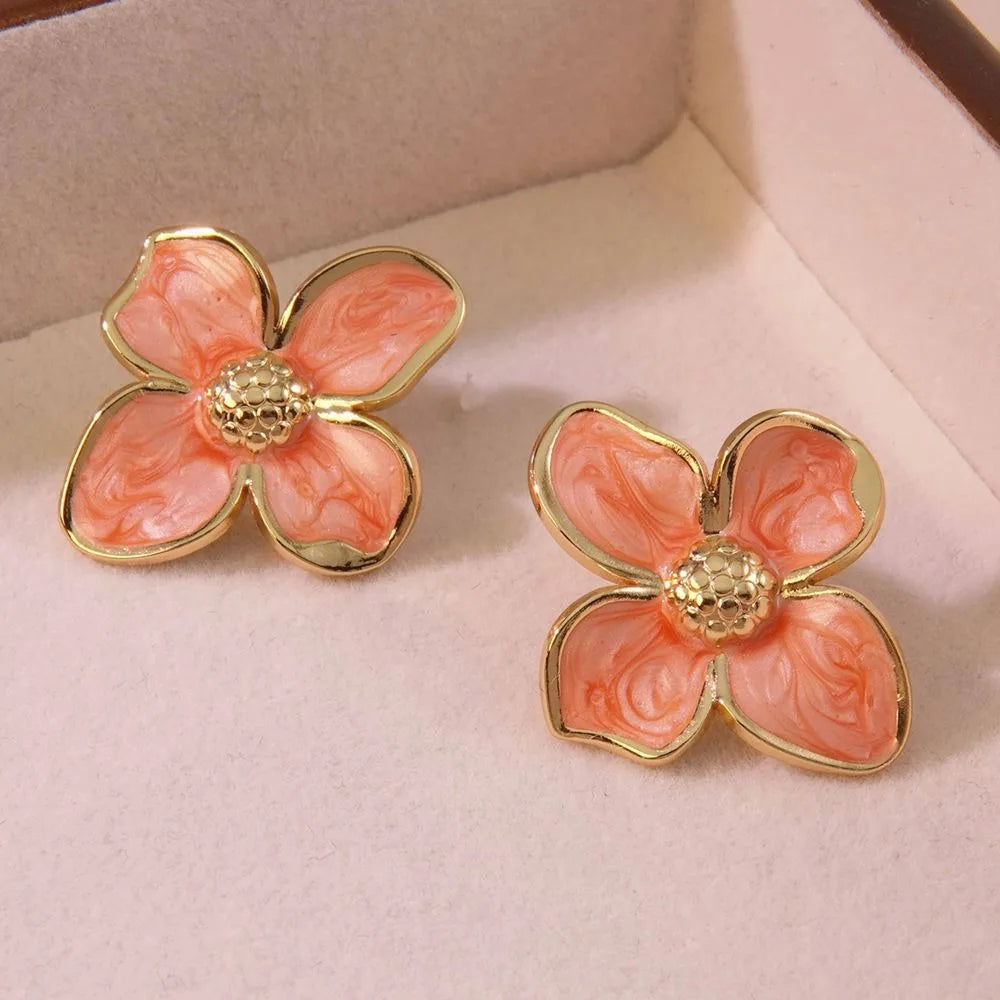 Cazador 2Pcs Flower Women's Earrings Stainless Steel Stud Earrings Jewelry Trend 2025 Party Wedding Birthday Gifts New Wholesale