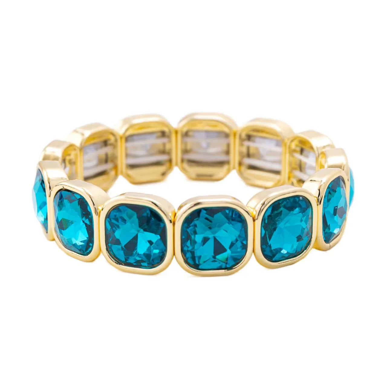 Boho Style Fashionable Light Luxury Square Beaded Inlaid Crystal Elastic Rope Bracelet Women's Jewelry