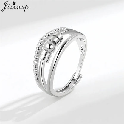 Simple Metal Beads Fidget Rotating Rings for Women Men Rotate Freely Anti Stress Anxiety Ring Spiral Round Ball Rotate Jewlery