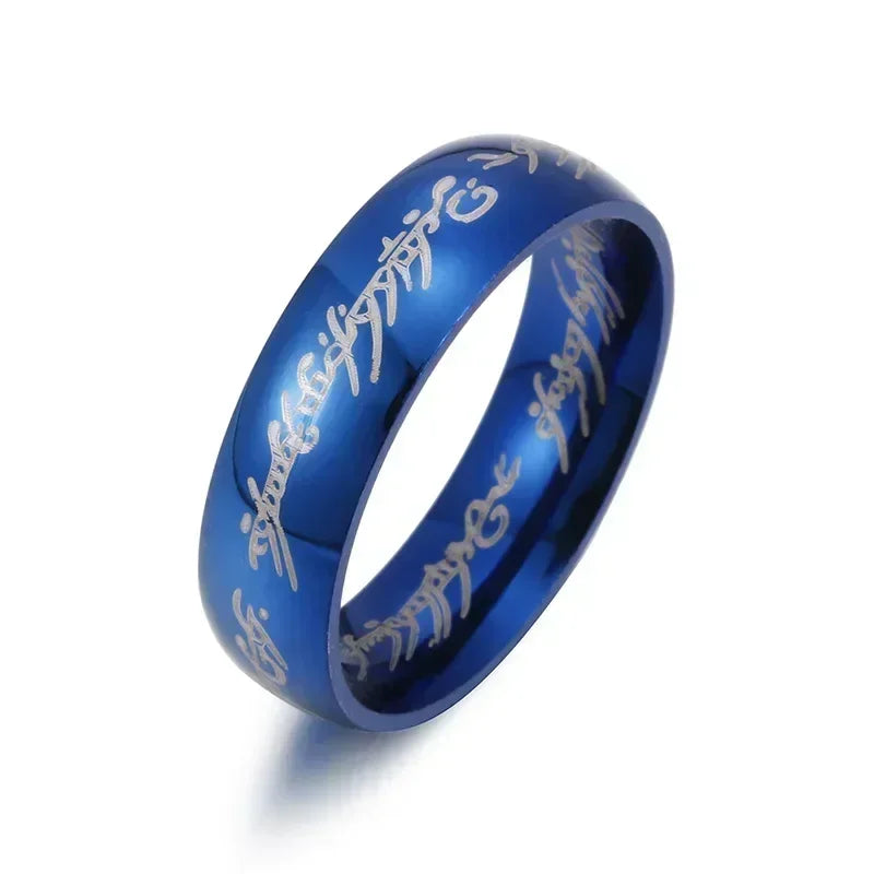 New Lord of The Finger Rings Movie with The Same Inside and Outside 3D Engraving Spanish Sanskrit Ring