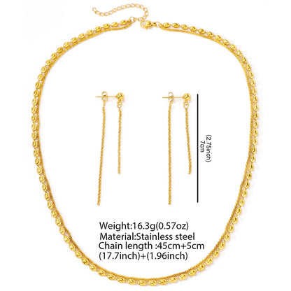 Stainless Steel Jewelry Set Earrings Necklace Set Beads Necklace Hanging Chain Earrings Jewelry Set For Women Jewelry Party Gift