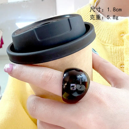 HANGZHI Irregular Wide Large Chunky Rings for Women Vintage Acrylic Resin Autumn Winter Geometric Stacking Wear Finger Jewelry