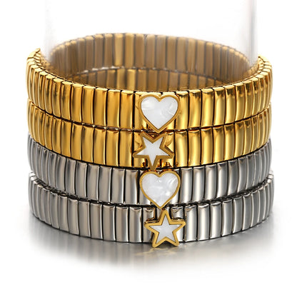 Greatera Elastic Love Ring Bangle For Women Men Fashion Multiple Stainless Steel Star Pattern Charm Watch Strap Bracelet Jewelry