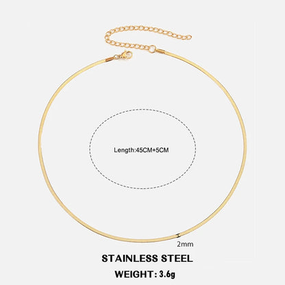 Hot Classic Unisex Flat Snake Chain Choker Necklace For Women Stainless Steel Herringbone Gold Silver Color Fashion Jewelry Gift