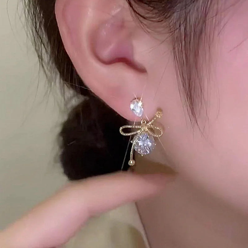 2023 New Fashion Trend Unique Design Elegant Delicate Zircon Water Drop Earrings Women Jewelry Party Premium Gift Wholesale