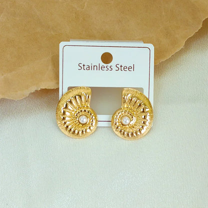 Stainless Steel Vintage Summer Starfish Stud Earrings For Women Simple fashion Star Shell Earrings Stud Ocean Party Jewelry Gift