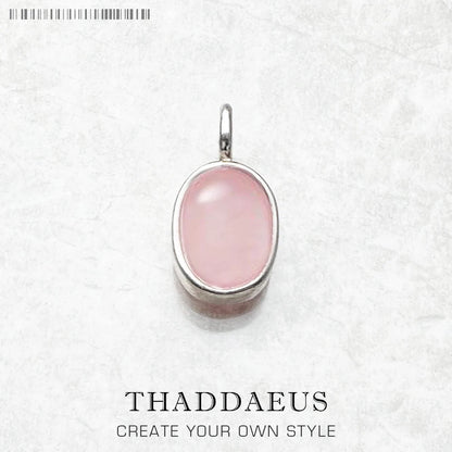 Pendants Pink Oval Opal Stone Winter New Fashion Jewelry Europe 925 Sterling Silver Accessories Gift For Women