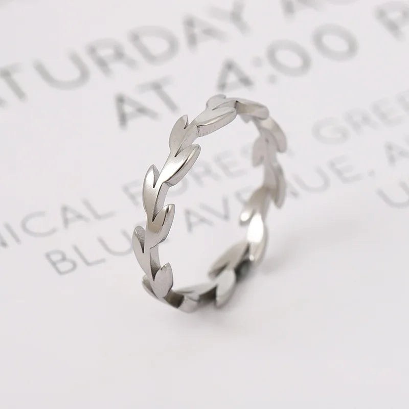 Stainless Steel Fashion Women's Open Enclose Leaf Rings Girls Botanical Women Knuckle Leaves Rings Wedding Party ins Jewelry