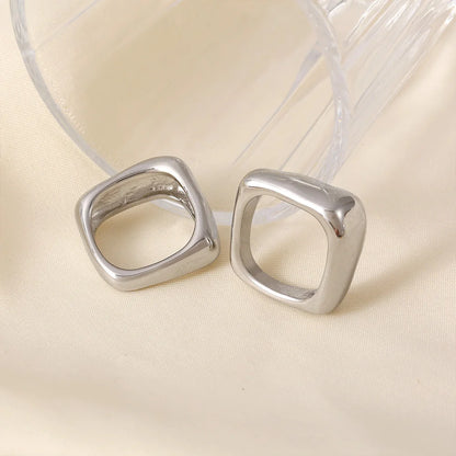 Simple Irregular Square Rings For Women Stainless Steel 18k Gold PVD Plated Waterproof Women's Glossy Ring Couples Jewelry Gift