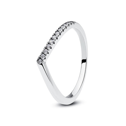 Original 925 Sterling Silver Rings For Women Love Heart Crown Wishbone Engagement Wedding Ring Rose Gold Luxury Jewelry Gift